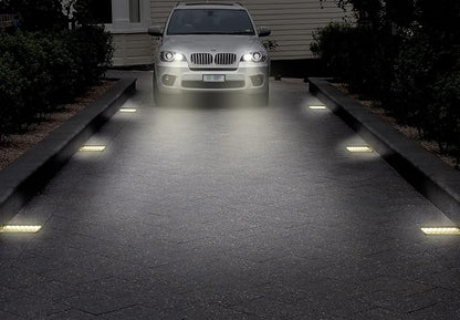 Solar Paver Lights, 4x8 Brick Driveway Lights, IP67 Waterproof Outdoor Pathway Light, Recessed Landscape Lighting for Walkway, Patio, Garden, Lawn, Yard, Pool, Pavers, Warm White+RGB, 2 Pack