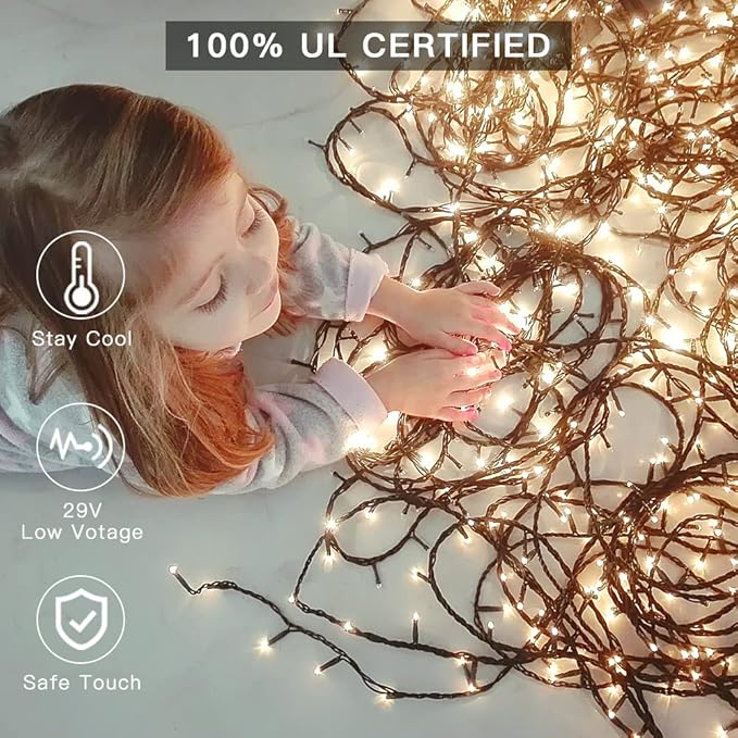 AmyHomie Color Changing Halloween Lights, 108Ft 300LED Warm White&Multicolor Christmas String Lights, 8 Modes | Lumora