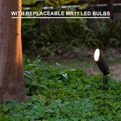 GOODSMANN Landscape Lighting 12V AC Spotlights 8PK 3W LED Landscape Lights 100 Lumens Spot Light MR11 Replaceable Bulb 2900K Tree Lights Garden Up Light Hardwired Lighting Cable Connectors