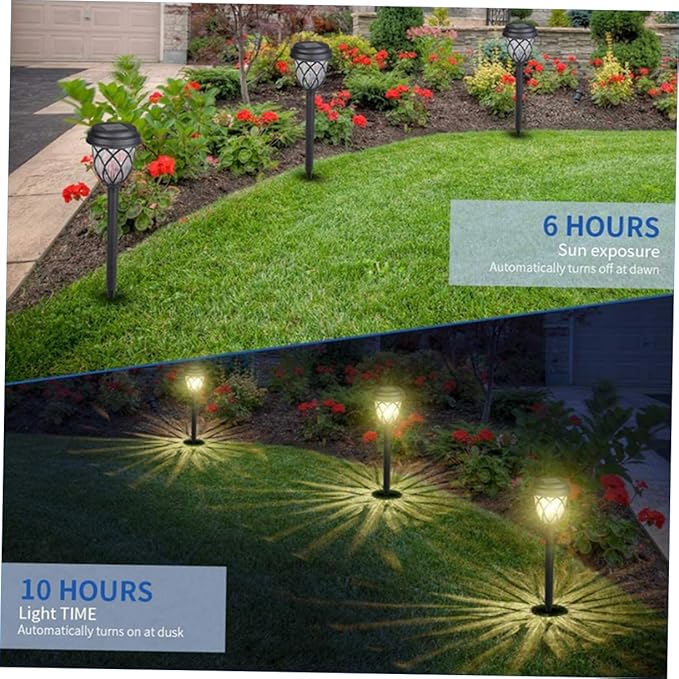 DOITOOL 6pcs Solar Outdoor Garden Lights Led Lawn Lamp for Pathway and Landscape Decor Solar Stake Lights Automatic Day Night Function