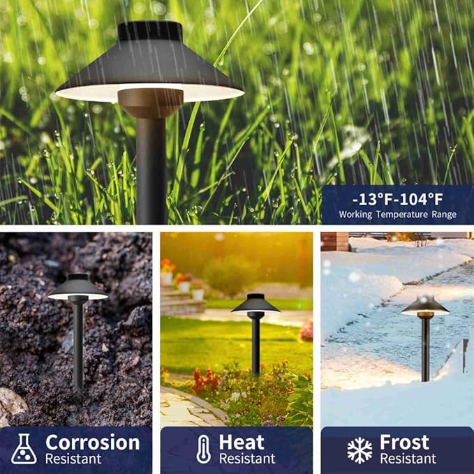 Gardenreet 12V Brass Landscape Black Path Lighting Kit (4 Pack Path Lights) with 100 Feet Cable and 20Pack Wire | Lumora