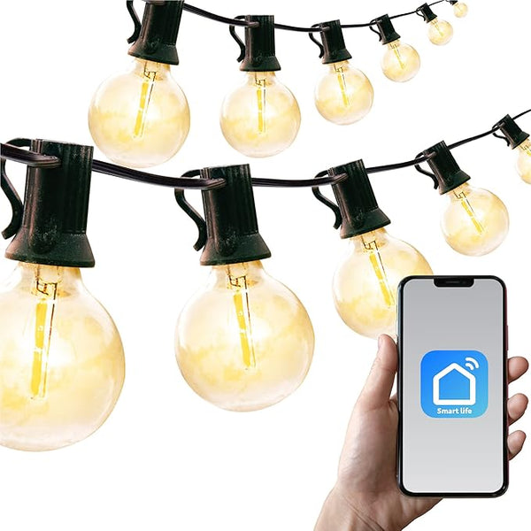 Newhouse Lighting 48ft. 25-Socket Smart LED String Outdoor Lights, Smart Life App,Works with Alexa,Dimmable Outdoor | Lumora