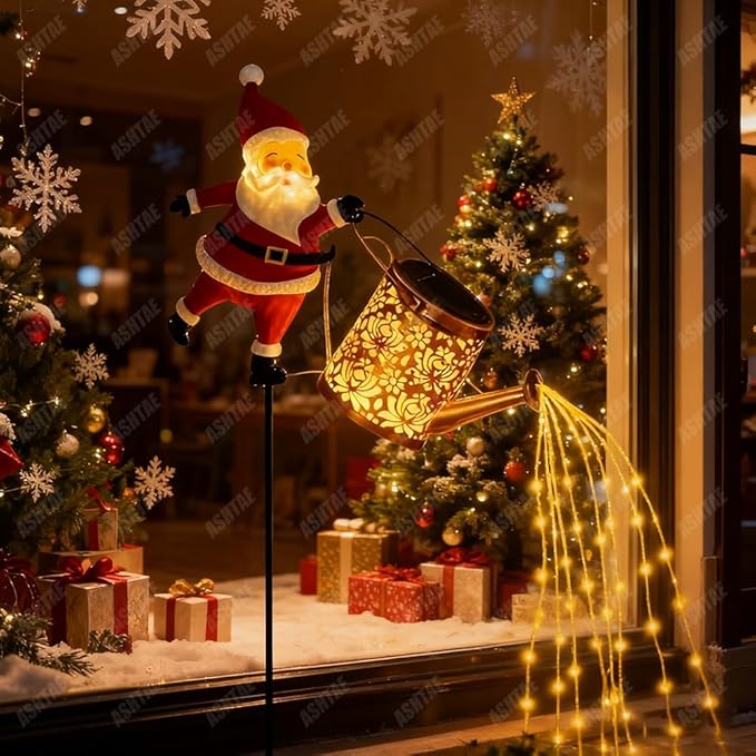 Christmas Santa Solar Kettle Lights Garden Lawn Decorative Lights, Santa Kettle Ground Lamp Solar LED Night Light Outdoor Garden Decor for Pathway Yard Patio(3PCS Warm Light)