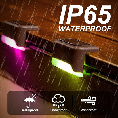 XhuangTech Solar Fence Lights Outdoor Garden, 12 Pack Solar Step Lights, Waterproof Deck Lighting for Stairs, Steps, Yard, Patio, Pathway, Gutter, Wall Decoration Ambient Light (Multi-Color Light)