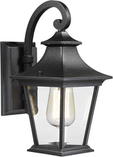 Emliviar Outdoor Porch Light, Modern Outside Wall Light Fixture for House Garage, Clear Glass in Black Finish, 12" | Lumora