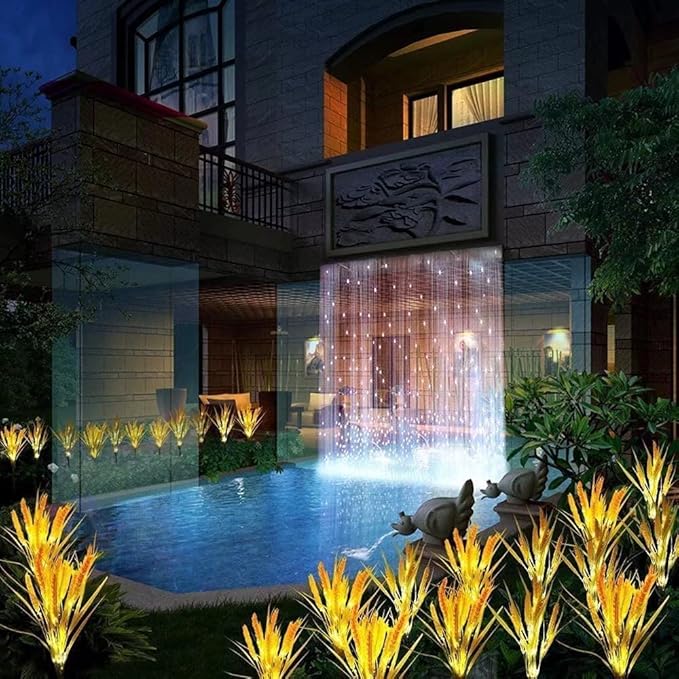 Outdoor Solar Lights Garden Lights Wheat Flowers Solar Powered Waterproof Outdoor Lights for Garden Patio Yard Pathway Decoration,2 Pack