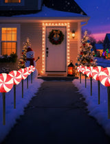 Set of 5 Peppermint Christmas Pathway Lights, Enchanting Outdoor Candy Cane Decorations for Yard, Bright C7 LED | Lumora