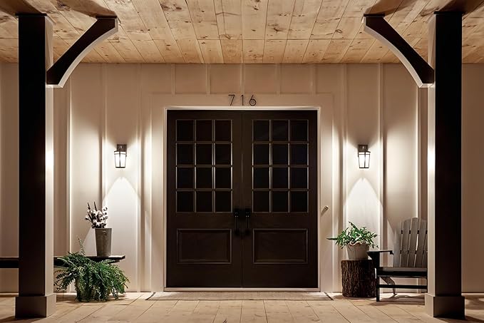 Kichler Atwood 11" Outdoor Wall Light with Light Umber Mist Glass and Brown Stone, 1-Light Exterior Wall Sconce | Lumora