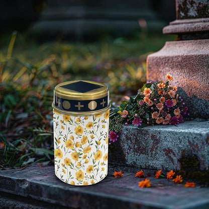 Floral Yellow Solar Pathway Lights,Waterproof Solar Garden Lights Outdoor Solar Walkway Lights Landscape Decoration Lighting for Yard,Walkway,Patio,Driveway