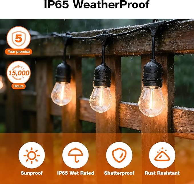 LEDVANCE 24-ft Outdoor String Lights, Edison Shatterproof S14 Bulbs, Linkable, String Lights for Outside/Indoor | Lumora