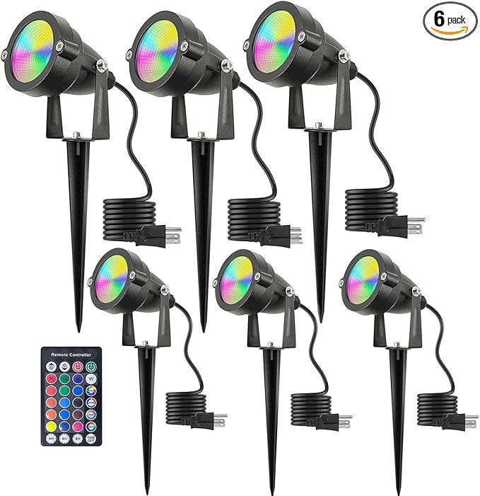 Christmas Outdoor Landscape Spotlight with Timer, 10W LED Color Changing Outdoor Spot Lights IP65 Waterproof RGB | Lumora