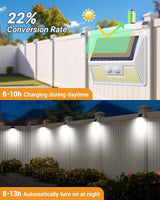 2 Pack Solar Motion Lights Outdoor, Waterproof Fence Lights Solar Powered with 3 Lighting Mode, Cold White LED Step | Lumora