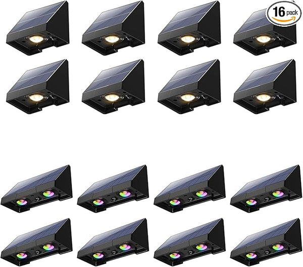 8 Packs Color Changing WRGB Deck Lights Solar Powered and 8 Packs Warm White Solar Lights for - Outdoor Path Light | Lumora