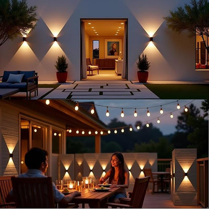 ASLIDECOR Solar Wall Lights UP and Down,Warm White Fence Lighting Waterproof Deck Step Light for Arbor Patio Yard