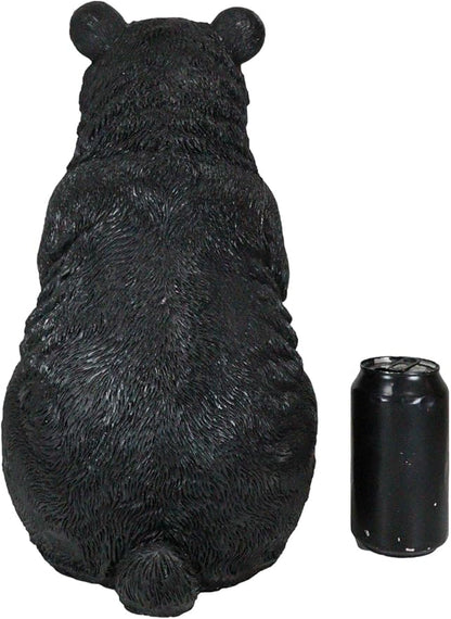 Ebros Gift Rustic Garden Decorative Adorable Forest Black Bear Holding Lantern Greeter Statue Figurine Solar LED Lantern Path Light for Indoor Outdoor Home Bears Wild Animals Sculpture