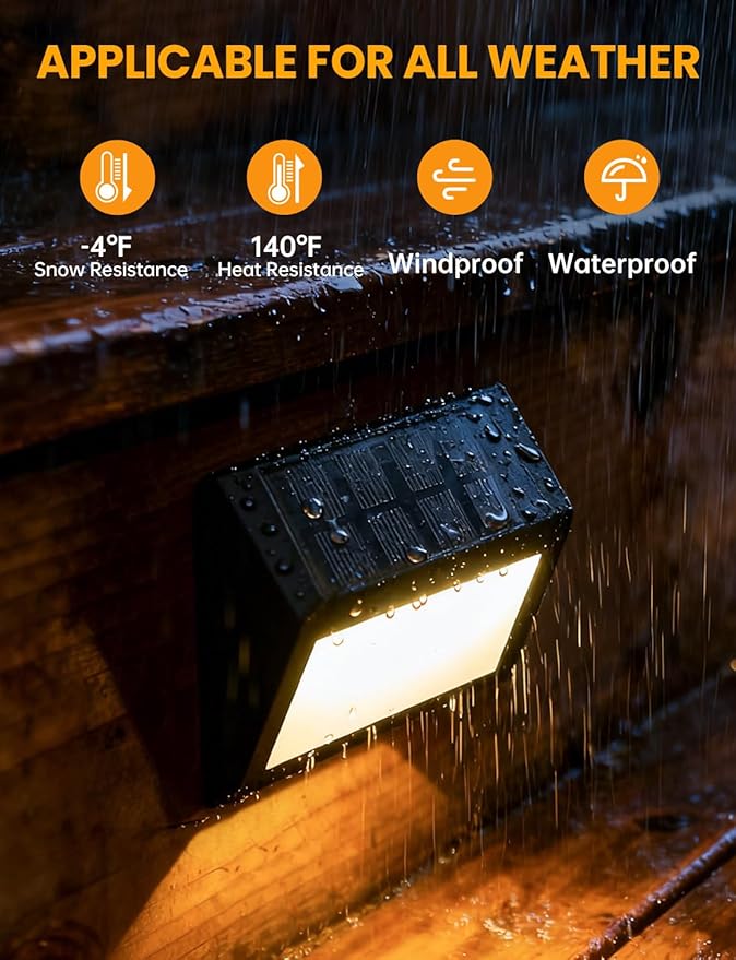 Solar Step Lights, 8 Pack Outdoor Waterproof Stair Lights, 3000K Warm White Light, Auto On/Off, Outdoor Solar Deck Light Decor for Garden Stairs, Front Step, Fence, Yard, Patio, Wall, Walkway, Porch