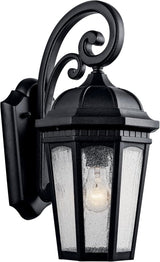 Kichler Courtyard 17.75" 1 Light Outdoor Wall Light with Clear Seeded Glass in Textured Black | Lumora