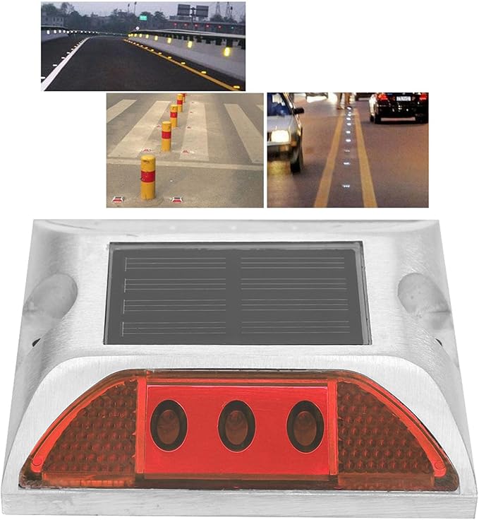 Driveway Solar Pathway Lights, LED Ground Lights Cast Aluminium with 800mAh Battery for Road Garden Yard (Red)
