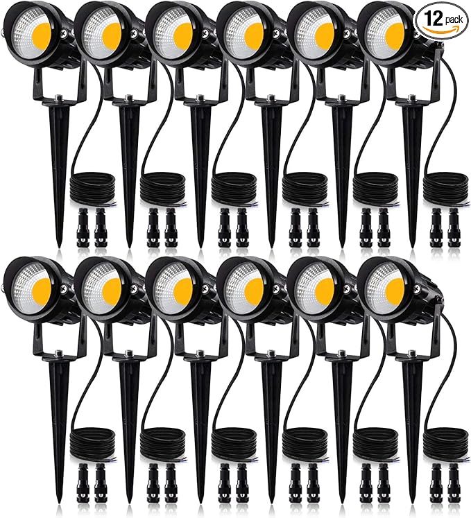 SUNVIE 12W Low Voltage LED Landscape Lights with Connectors, Outdoor 12V Super Warm White (900LM) Waterproof Garden | Lumora