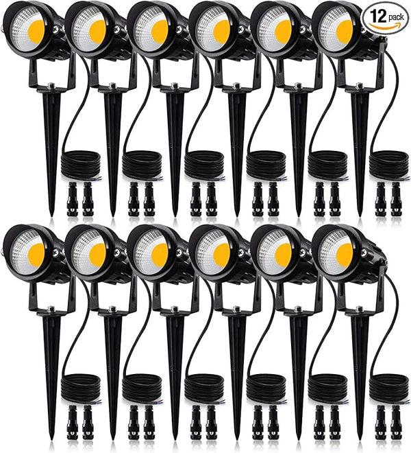 SUNVIE 12W Low Voltage LED Landscape Lights with Connectors, Outdoor 12V Super Warm White (900LM) Waterproof Garden | Lumora