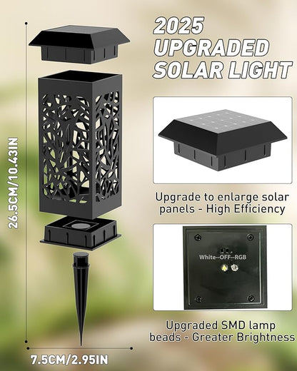 SZOKLED Solar Lights Outdoor 4 Pack, Waterproof Auto On/Off, RGB Solar Pathway Lights for Your Garden, Landscape, Path, Yard, Patio, Driveway,Walkway Decor