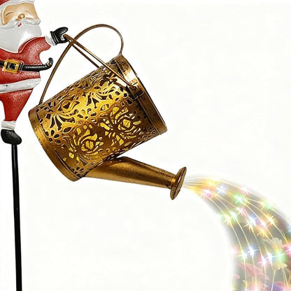 Christmas Claus Solar Kettle Lights Garden Lawn Decorative Lights，Solar Santa Claus Watering can Light, Santa Cla us Kettles Ground Lamp Led Night Lights for Patio, Yard and Pathway,22x17x10.5cm