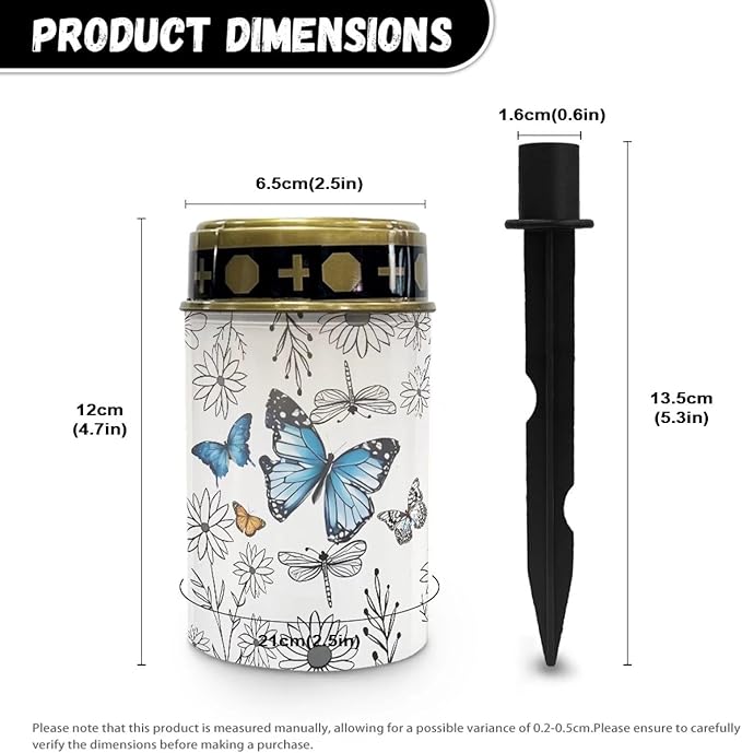 Butterfly Solar Lights for Grave Solar Led Lights for Outside Waterproof Landscape Lights Candle Holder for Cemetery Prayer Signs Solar Light Grave Garden Lawn Patio Yard Decor