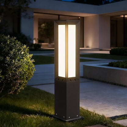 Solar Landscape Path Light, 32 Inches Modern Outdoor Bollard Lighting, Aluminum 3W 350LM Luxury LED Lights for Lawn, Patio, Courtyard and Driveway Decoration