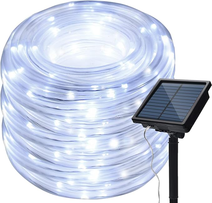 Solar Rope Lights Outdoor, 23ft 50LED Outdoor Rope String Lights Waterproof Copper Tube Wire String Lights for Garden,Yard, Path, Fence, Stairs, Backyard, Patio (Cold White)
