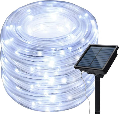Solar Rope Lights Outdoor, 23ft 50LED Outdoor Rope String Lights Waterproof Copper Tube Wire String Lights for Garden,Yard, Path, Fence, Stairs, Backyard, Patio (Cold White)
