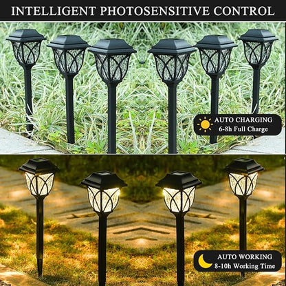 Solar Pathway Lights Outdoor, 6 Pack, Warm White, IP65 Waterproof & Weather Resistant, Garden Lights for Yard, Patio, Walkway, Landscape