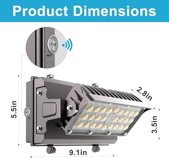 Lightdot 2Pack 150W LED Wall Pack Lights, 360° Adjustable Panel with Dusk to Dawn Photocell, 22500Lm 5000K, IP65 Waterproof & Advanced Heat Dissipation Outdoor Security Lighting(Height:10~20ft)