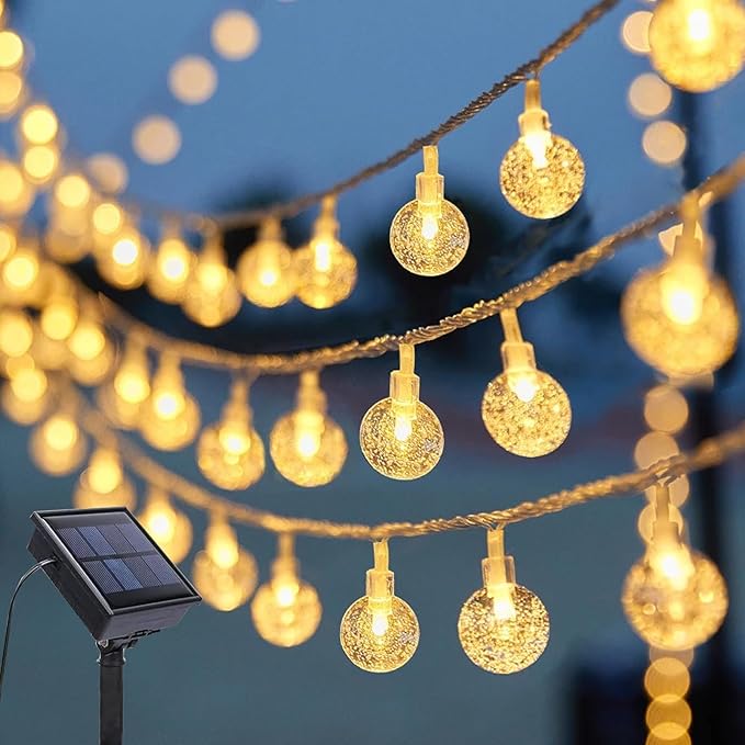 Vigdur Solar String Lights Outdoor, 15ft Globe String Lights with 25 Globes Bulbs, IP65 Waterproof Solar Powered Patio Lights for Garden Yard Porch Wedding Party Decor
