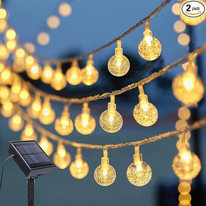 Vigdur Solar String Lights Outdoor, 2 Packs 15ft Globe String Lights with 50 Globes Bulbs, IP65 Waterproof Solar Powered Patio Lights for Garden Yard Porch Wedding Party Decor