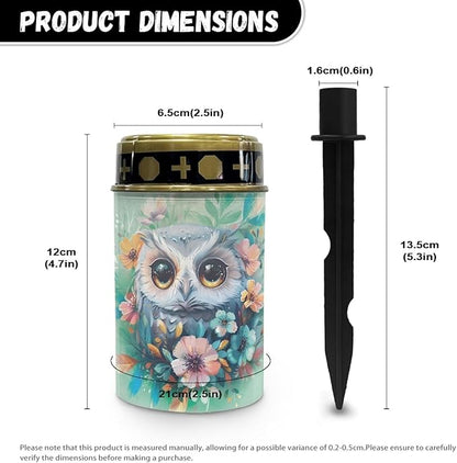 Owl Solar Stake Lights Yard Lawn Solar Powered Lights Cemetery Decorations Driveway Markers Patio Accessories Ornament Sympathy Remembrance Memorial Gift
