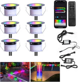 LED Deck Lights Kit, 6 Pack 1.77" RGBW+IC Multicolor Dynamic Low Voltage Recessed Landscape Lights, IP67 Waterproof | Lumora