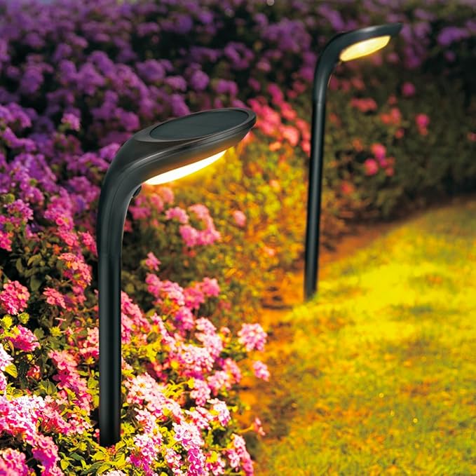 Solar Outdoor Pathway Lights, 4 Pack, Waterproof IP65, Stylish Snake Head Shape Design, Warm/Cool Light Dual Modes Switchable, Efficient Landscape Lighting for Garden, Walkway, Patio