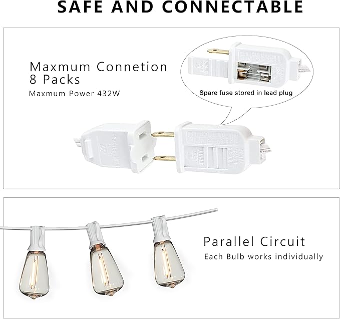 DAMAING Outdoor String Lights 200FT Waterproof,Patio String Lights for Outside with Shatterproof 104 Edison LED | Lumora