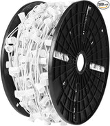 Brightown Commercial C9/E17 500' Christmas Light Sockets Set Spool, 12" Spacing - Outdoor Security Flood Light | Lumora