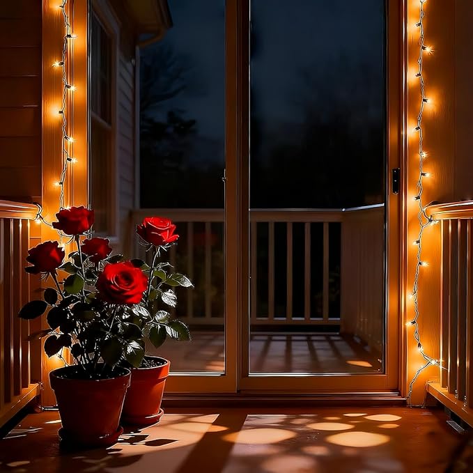 LUCKY SHINE 150 LED Warm White Christmas Lights, Commercial Grade Decorative Lighting String Brown Wire 50 FT, for Indoor Outdoor Party, Garden, Patio