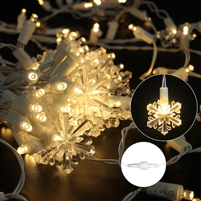 Icicle Lights for Outside 180 LED 26.5ft 30 Drops Icicle Christmas Lights Outdoor Snowflake with 8 Mode Function Curtain String Lights Indoor for Patio Garden Bedroom (no Remote, 1)
