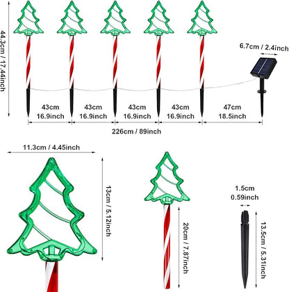 Christmas Tree Outline Solar Lights 10 Pack, 17’’ Cute Size Pine Tree Outline Garden Solar Lights for Out Decor, IP45 Wateproof and Dust Resistance, Solar Powered Yard Light for Christmas Decor