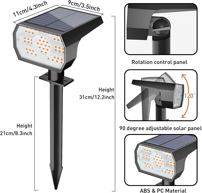 NYMPHY Solar Lights Outdoor Waterproof IP68, 56 LED 3 Lighting Modes Solar Powered Garden Yard Spot Solar Lights | Lumora