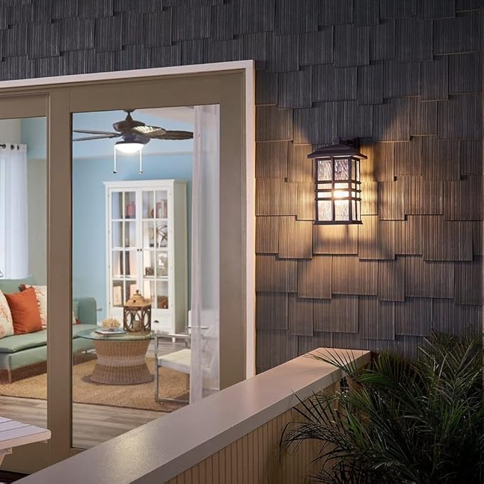 Kichler Beacon Square 17.5" 1 Light Outdoor Wall Light with Clear Hammered Glass in White | Lumora