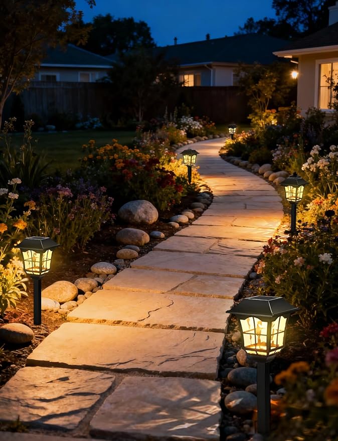 Solar Pathway Lights, 8 Pack Outdoor Waterproof Light, Solar Powered Garden Landscape Lighting, 3000K Warm White | Lumora