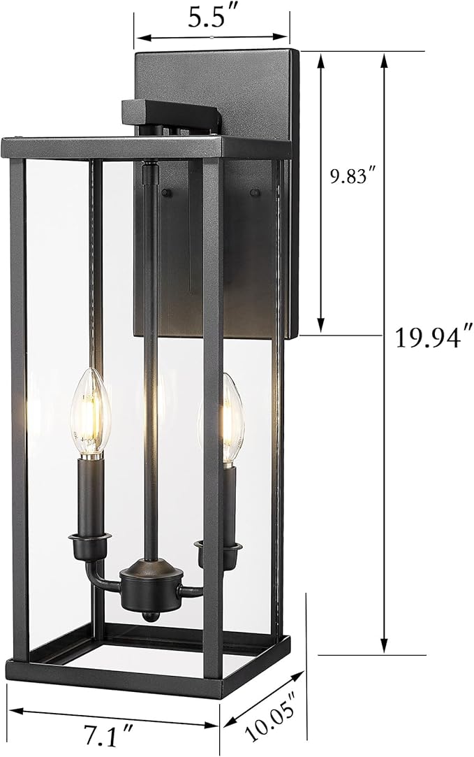 Bestshared Outdoor Wall Light, 20" Modern Exterior Wall Sconce with Clear Glass, Weather Resistant Outside Lights | Lumora