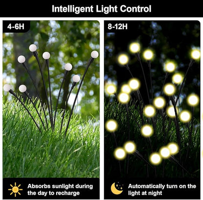 Swaying Solar Firefly Lights Outdoor, 8 Modes 800mAh Firefly Swaying Solar Garden Lights Waterproof for Outside Plant Yard Patio Pathway Christmas Garden Decor Flashing Warm White(4 Pack)