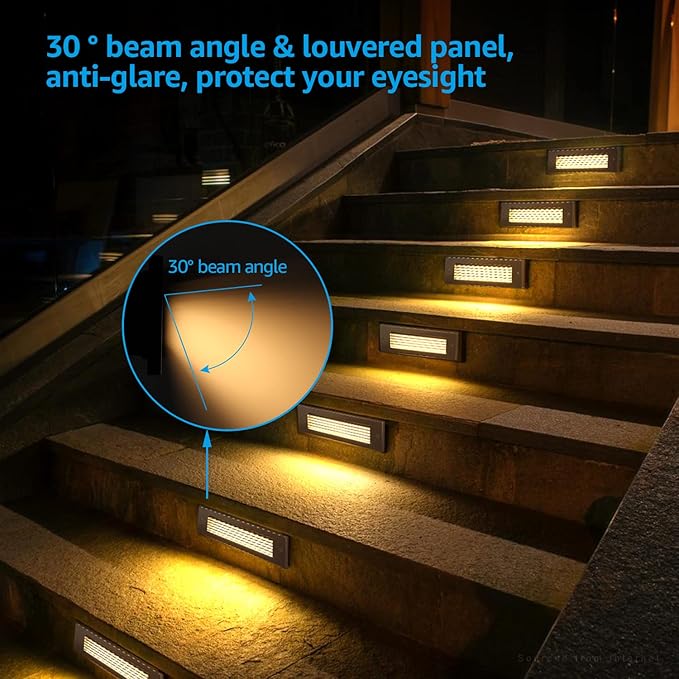 LEONLITE Update 5CCT LED Step Lights 120V-277V, Dimmable 4.5W 300LM Anti-Glare LED Deck Steps Stair Lights Outdoor | Lumora
