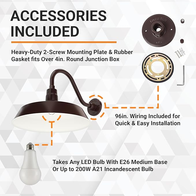 17in. Architectural Bronze Outdoor Gooseneck Barn Light Fixture With 14.5 in. Long Extension Arm - Wall Sconce | Lumora