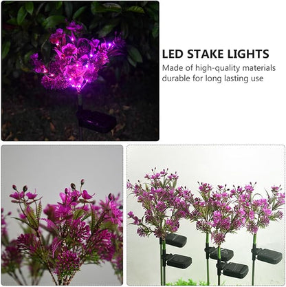 2 Pcs Solar Garden Lights Outdoor Decorative Butterfly Orchid Stake Lamps Waterproof LED Lawn Path Lighting for Patio and Yard